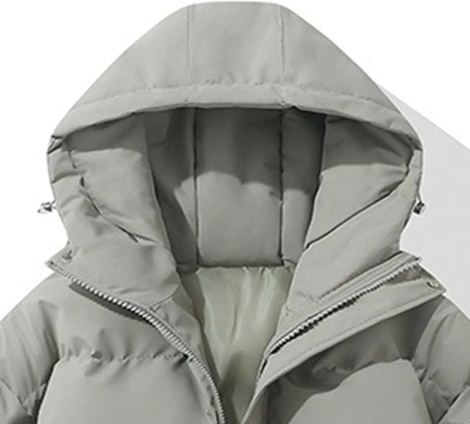 Mens High Neck Hooded Zipper Parka Casual Warm Fashion Puffer Jacket Stylish Design Cotton-Padded Coat