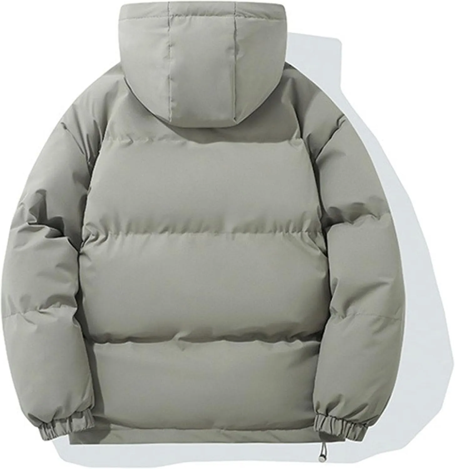 Mens High Neck Hooded Zipper Parka Casual Warm Fashion Puffer Jacket Stylish Design Cotton-Padded Coat