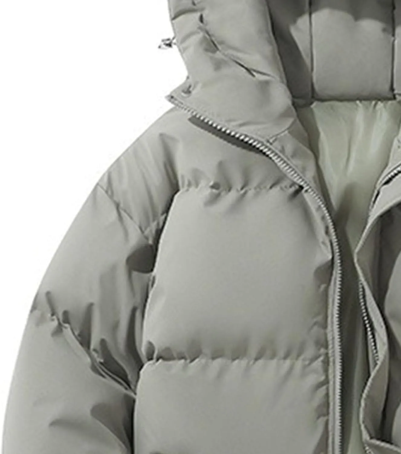 Mens High Neck Hooded Zipper Parka Casual Warm Fashion Puffer Jacket Stylish Design Cotton-Padded Coat