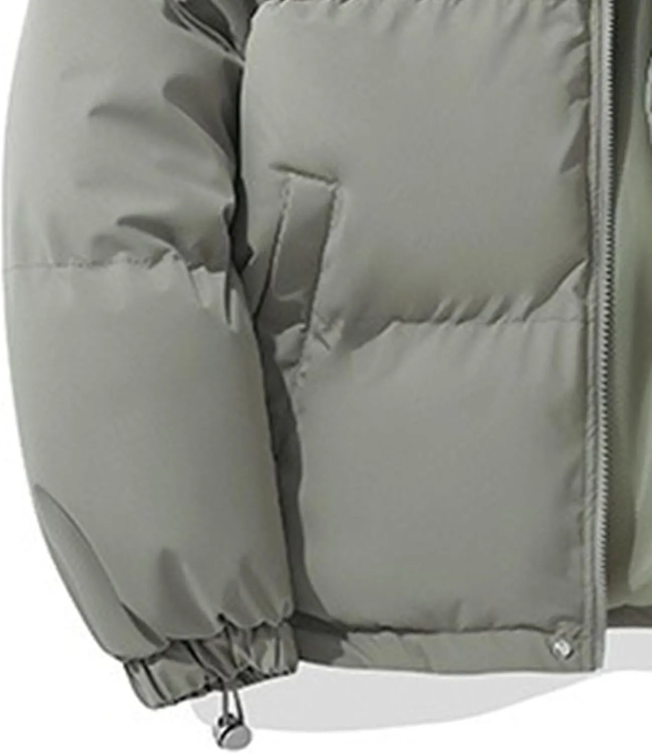 Mens High Neck Hooded Zipper Parka Casual Warm Fashion Puffer Jacket Stylish Design Cotton-Padded Coat