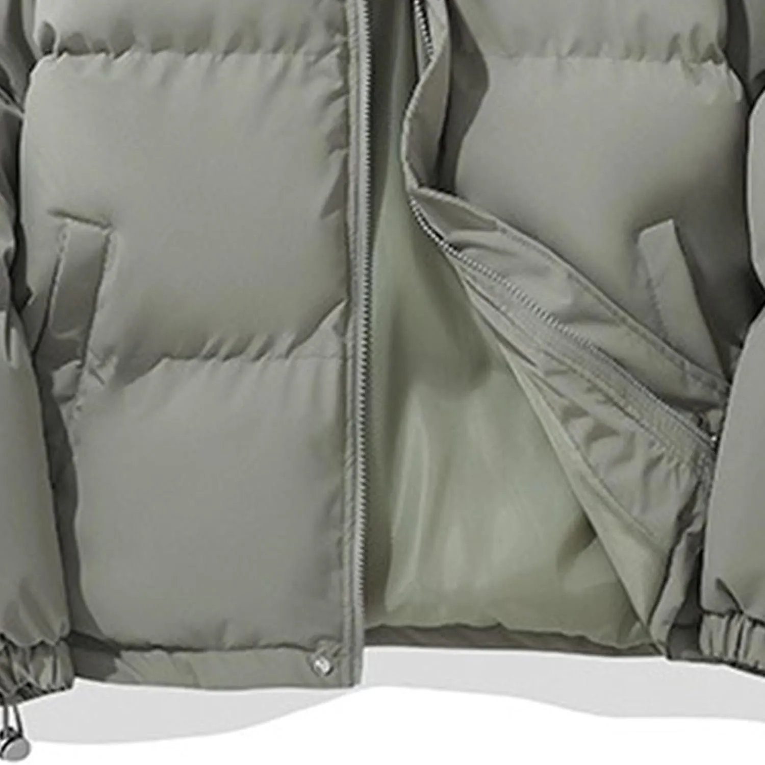 Mens High Neck Hooded Zipper Parka Casual Warm Fashion Puffer Jacket Stylish Design Cotton-Padded Coat