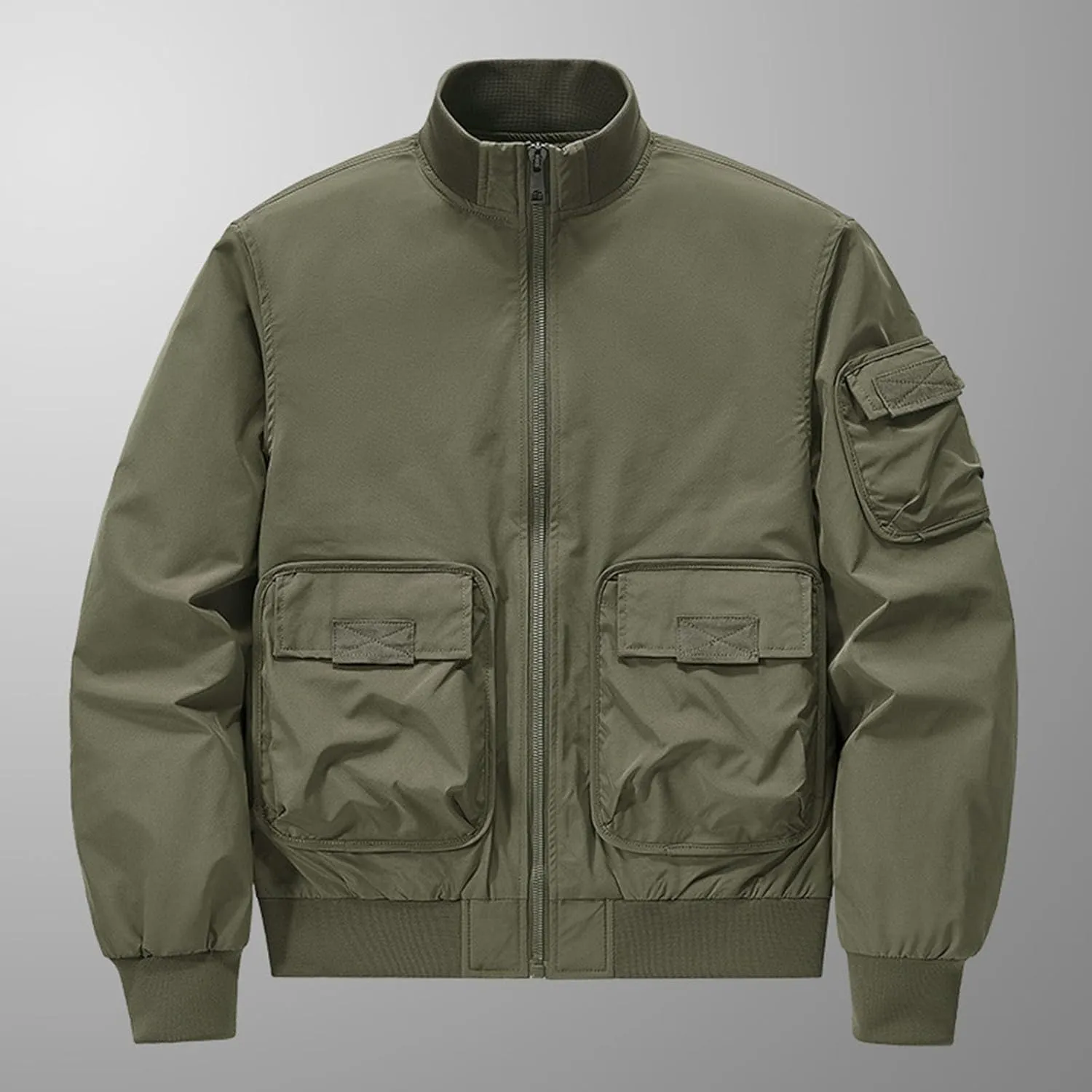 Mens Jacket Thick Thermal Cotton Softshell Jacket Solid Color Retro Flight Jacket Hooded Jacket Lined Rain Shell Jacket