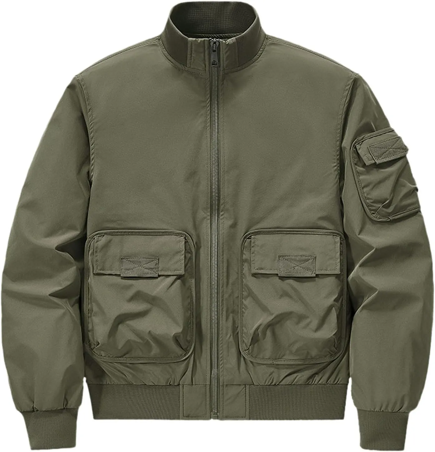 Mens Jacket Thick Thermal Cotton Softshell Jacket Solid Color Retro Flight Jacket Hooded Jacket Lined Rain Shell Jacket