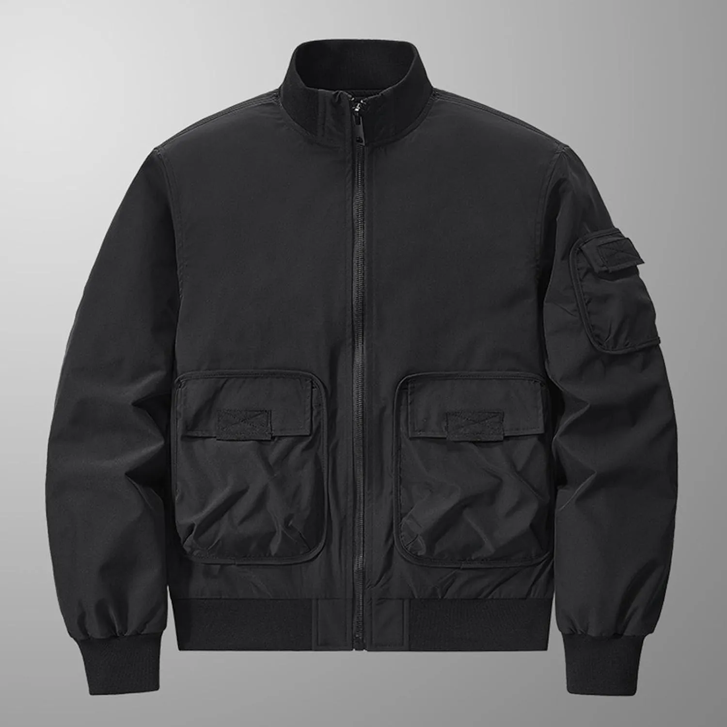 Mens Jacket Thick Thermal Cotton Softshell Jacket Solid Color Retro Flight Jacket Hooded Jacket Lined Rain Shell Jacket