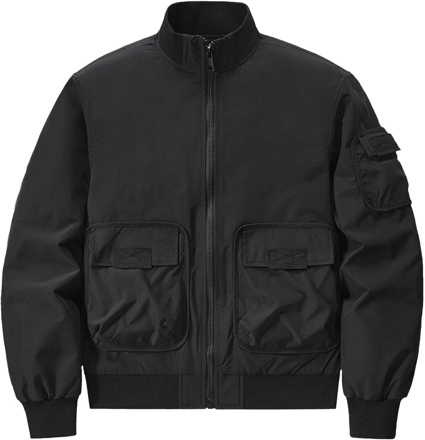 Mens Jacket Thick Thermal Cotton Softshell Jacket Solid Color Retro Flight Jacket Hooded Jacket Lined Rain Shell Jacket