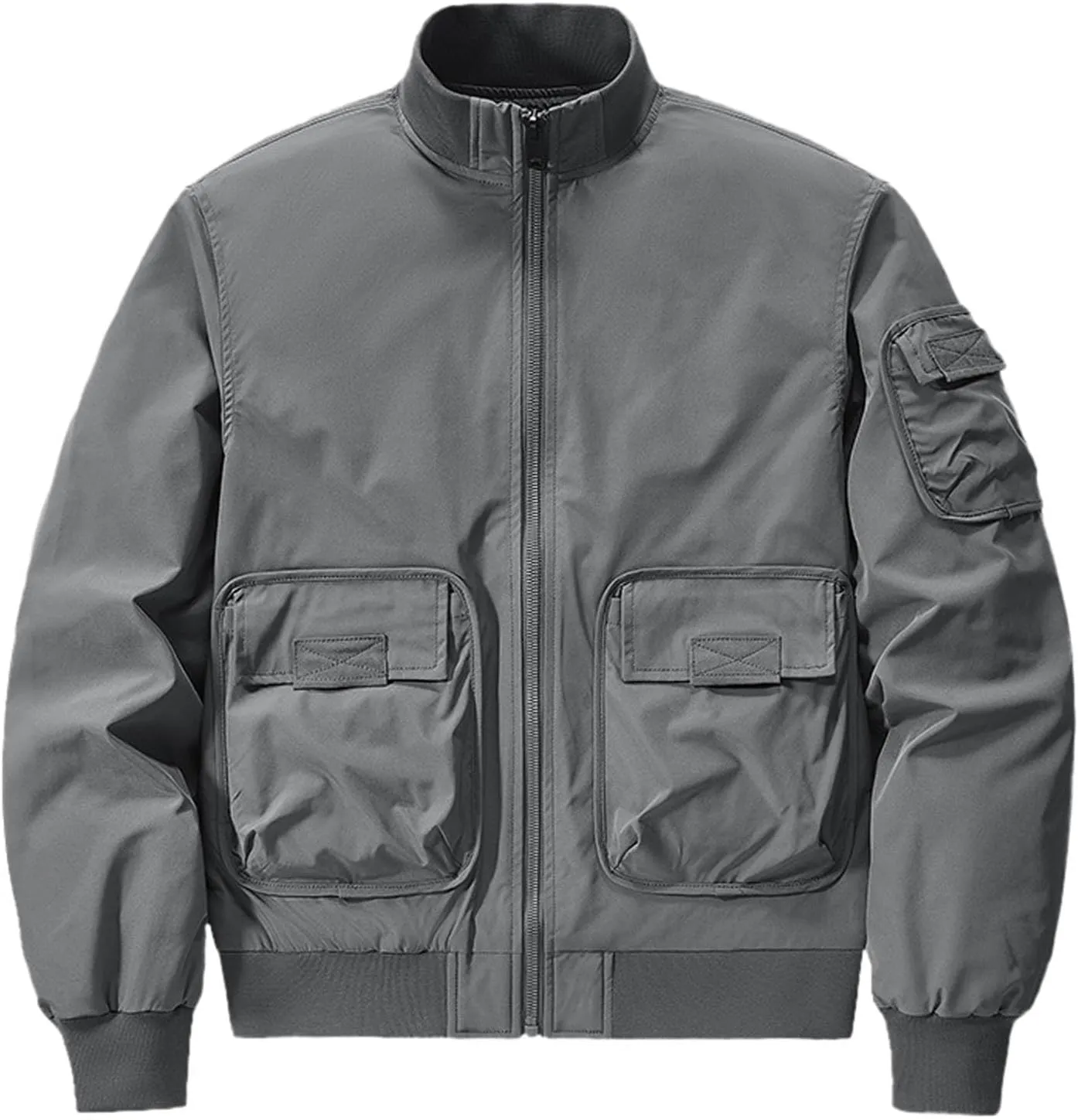 Mens Jacket Thick Thermal Cotton Softshell Jacket Solid Color Retro Flight Jacket Hooded Jacket Lined Rain Shell Jacket