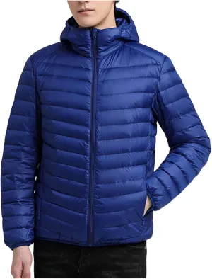 Mens Jackets Casual Spring Fall Warm Winter Padded Coats Outdoor Hooded Jacket Fleece Lined Coat Zip Up Coat with Pocket