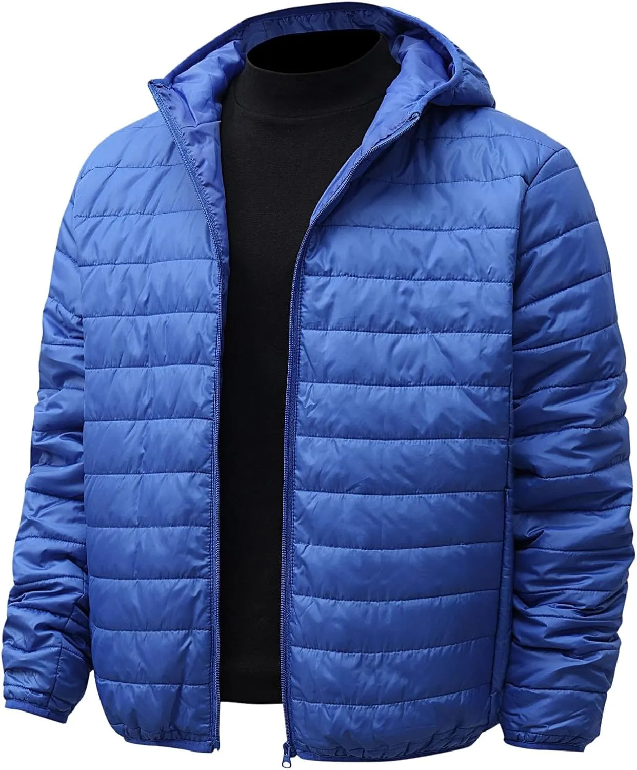 Mens Jackets Casual Spring Fall Warm Winter Padded Coats Outdoor Hooded Jacket Fleece Lined Coat Zip Up Coat with Pocket