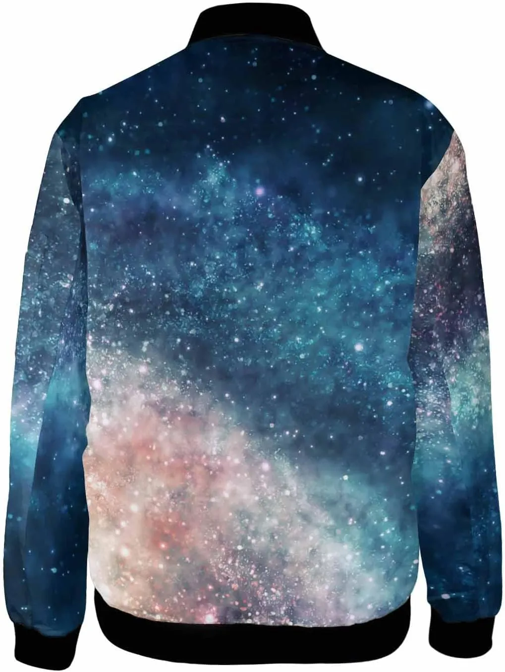 Mens Light Jacket Space Pattern with Planets and Stars Varsity Bomber Jackets for Men Graphic Print Fashion Coats