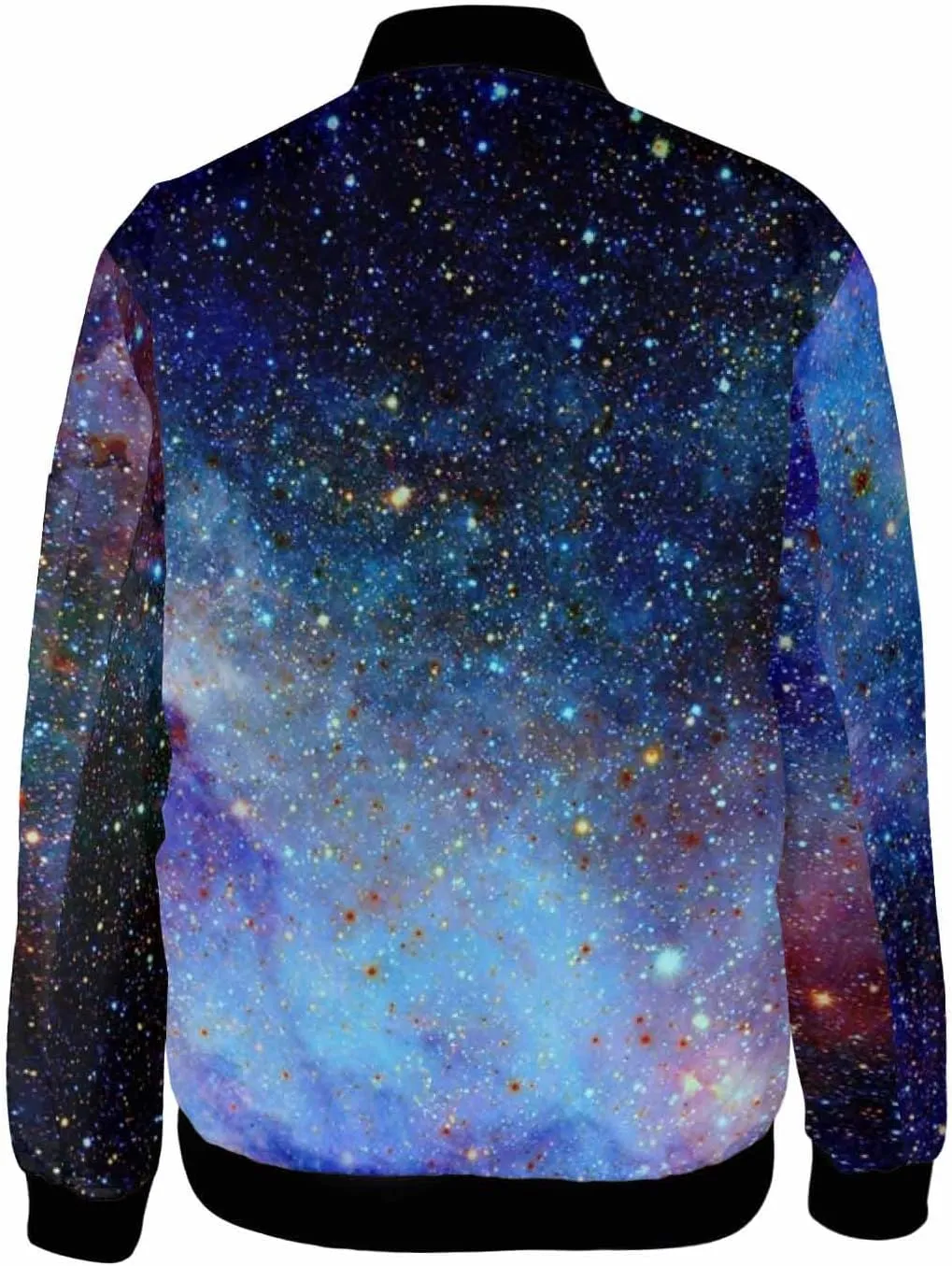 Mens Light Jacket Space Pattern with Planets and Stars Varsity Bomber Jackets for Men Graphic Print Fashion Coats