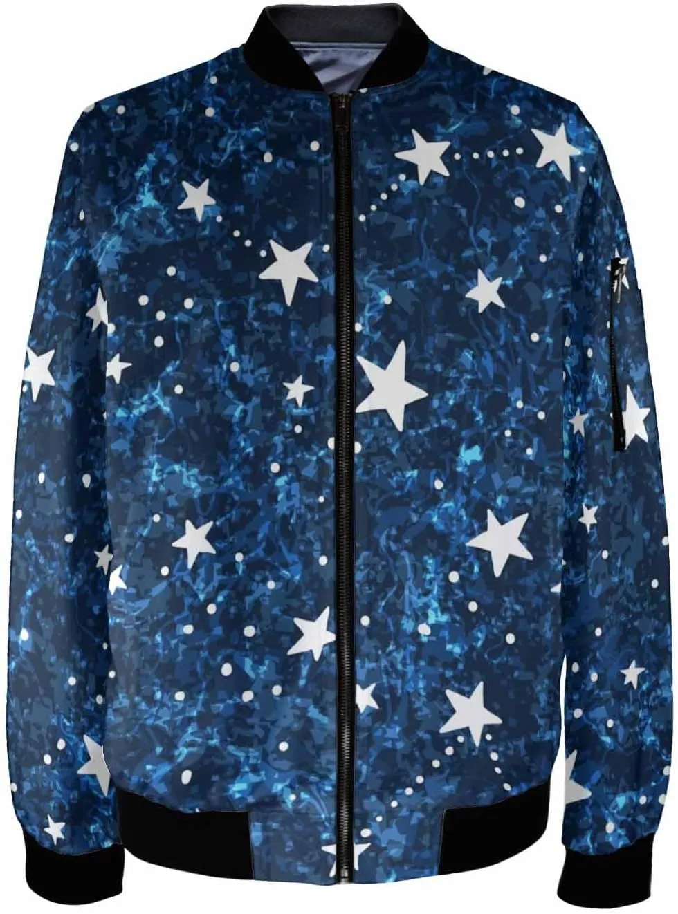 Mens Light Jacket Space Pattern with Planets and Stars Varsity Bomber Jackets for Men Graphic Print Fashion Coats