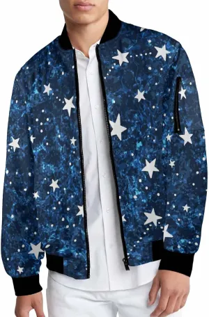 Mens Light Jacket Space Pattern with Planets and Stars Varsity Bomber Jackets for Men Graphic Print Fashion Coats