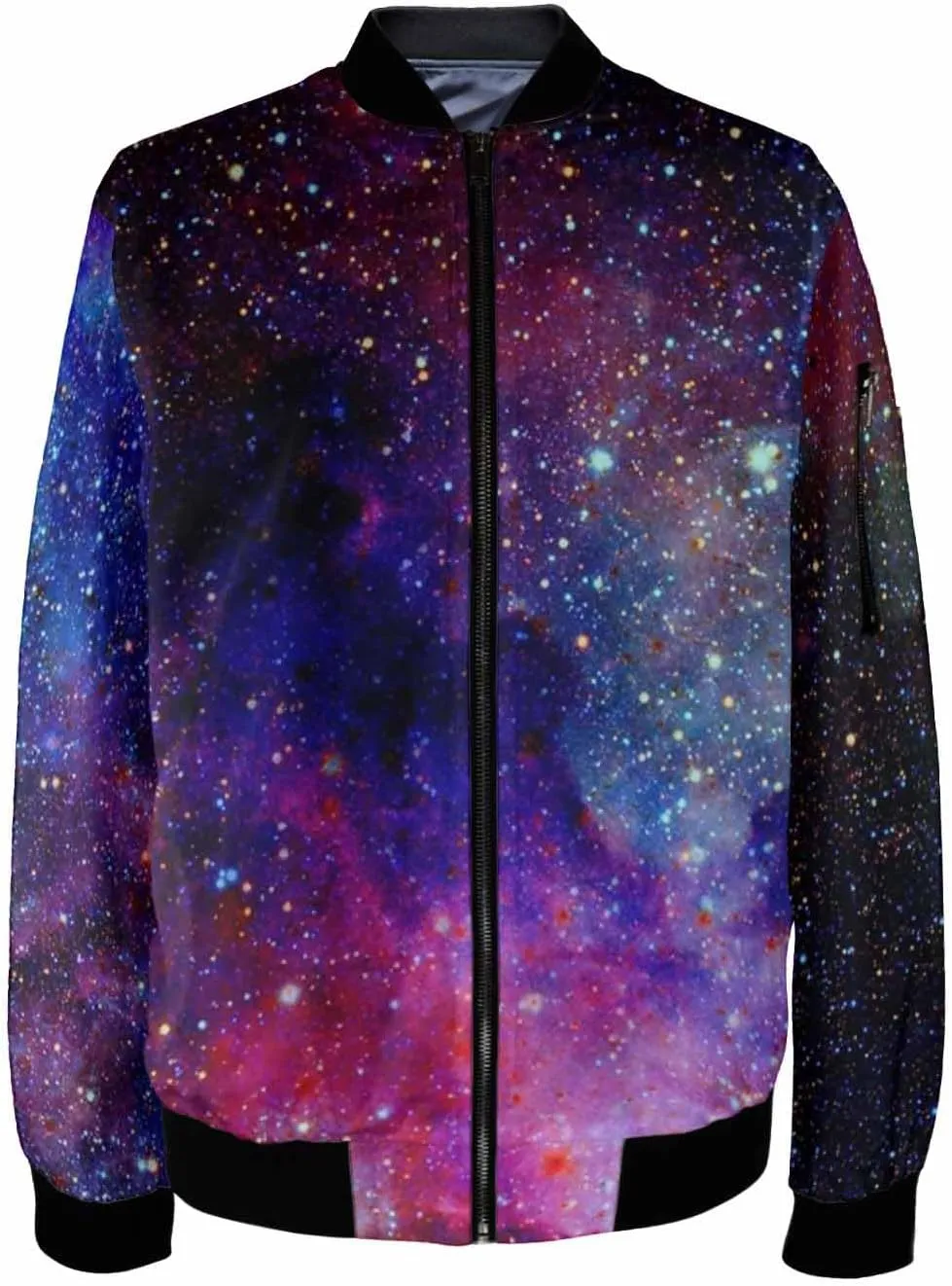 Mens Light Jacket Space Pattern with Planets and Stars Varsity Bomber Jackets for Men Graphic Print Fashion Coats