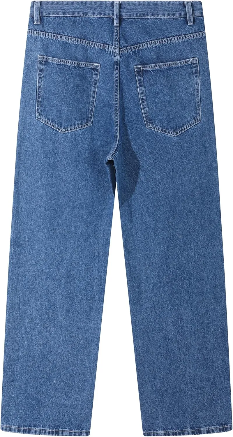 Men's Non-Stretch Relaxed Fit Wide-Leg Baggy Jeans Pants