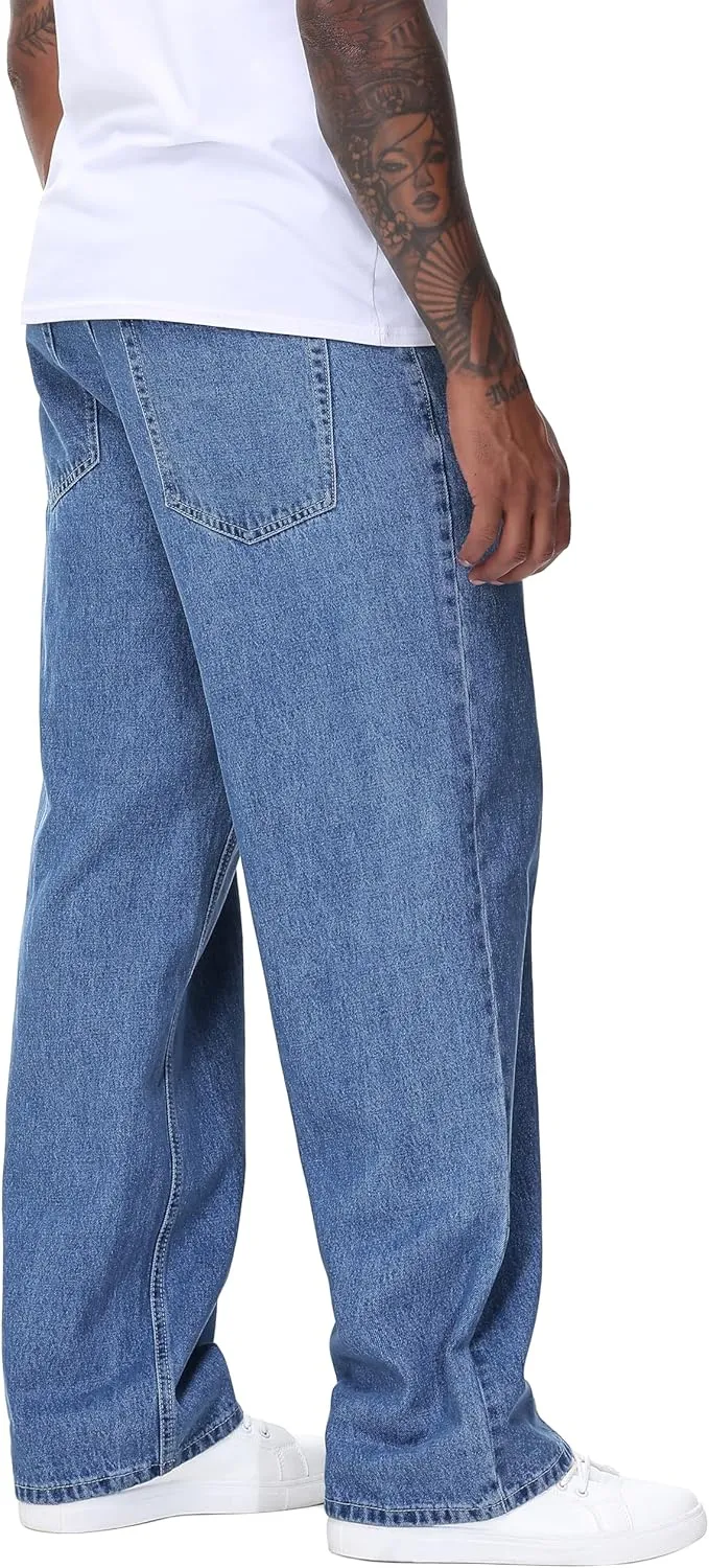 Men's Non-Stretch Relaxed Fit Wide-Leg Baggy Jeans Pants