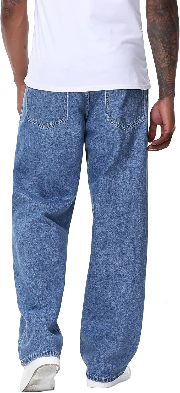 Men's Non-Stretch Relaxed Fit Wide-Leg Baggy Jeans Pants