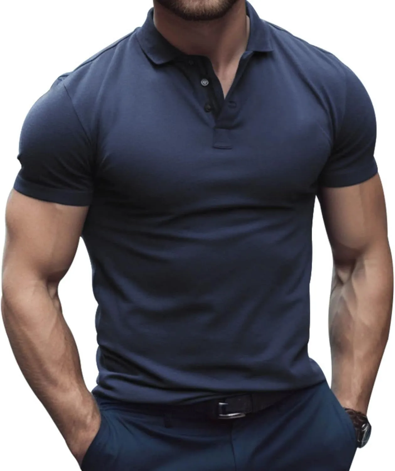 Men's Short Sleeve Polo Shirts Midweight T-Shirts Casual Athletic Moisture Wicking Quick-Dry Golf Polos for Men