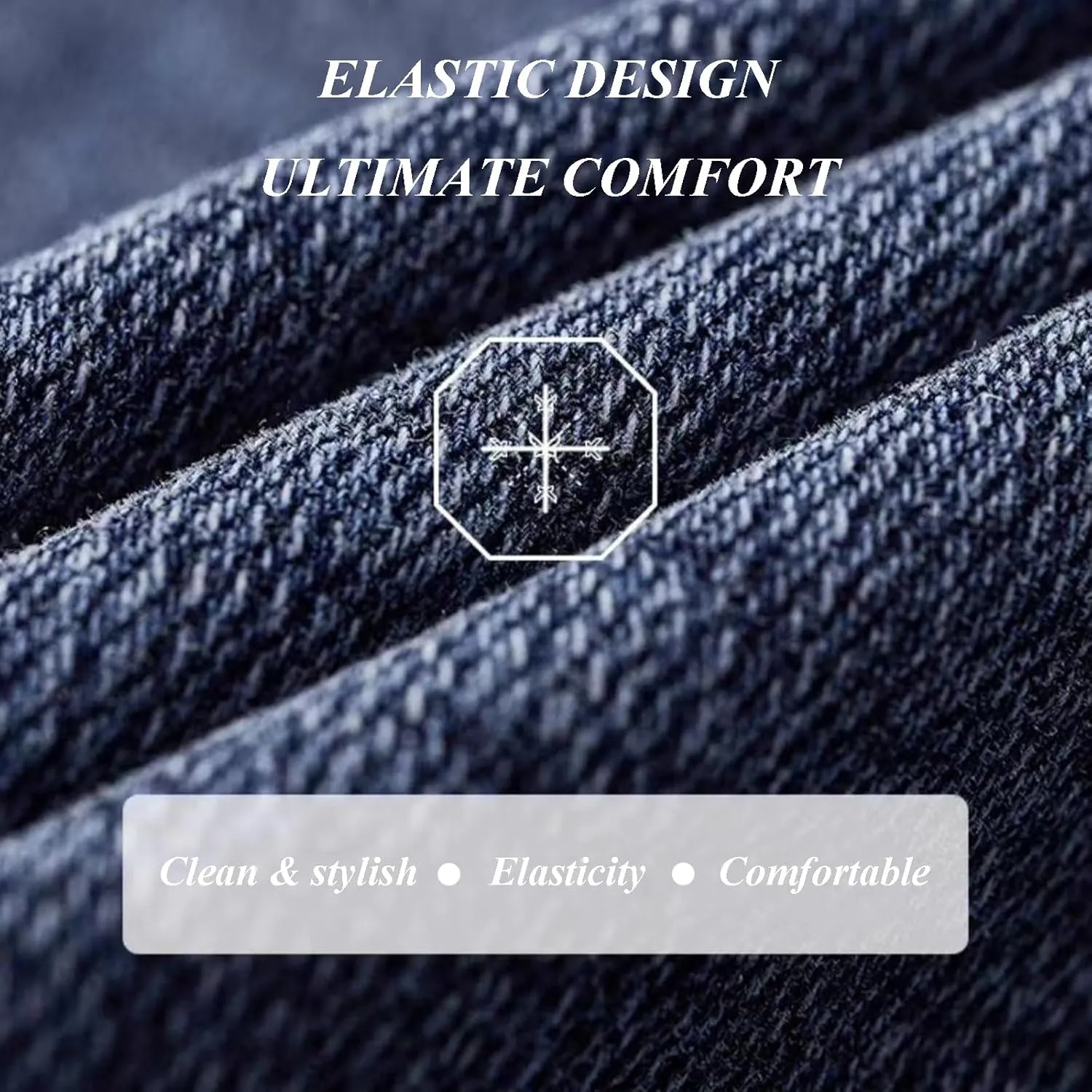 Men's Stretch Denim Jeans Classic Jeans with Embroidered Design, ESDVD Street Style Regular Jeans Relaxed Fit Pants Comfy