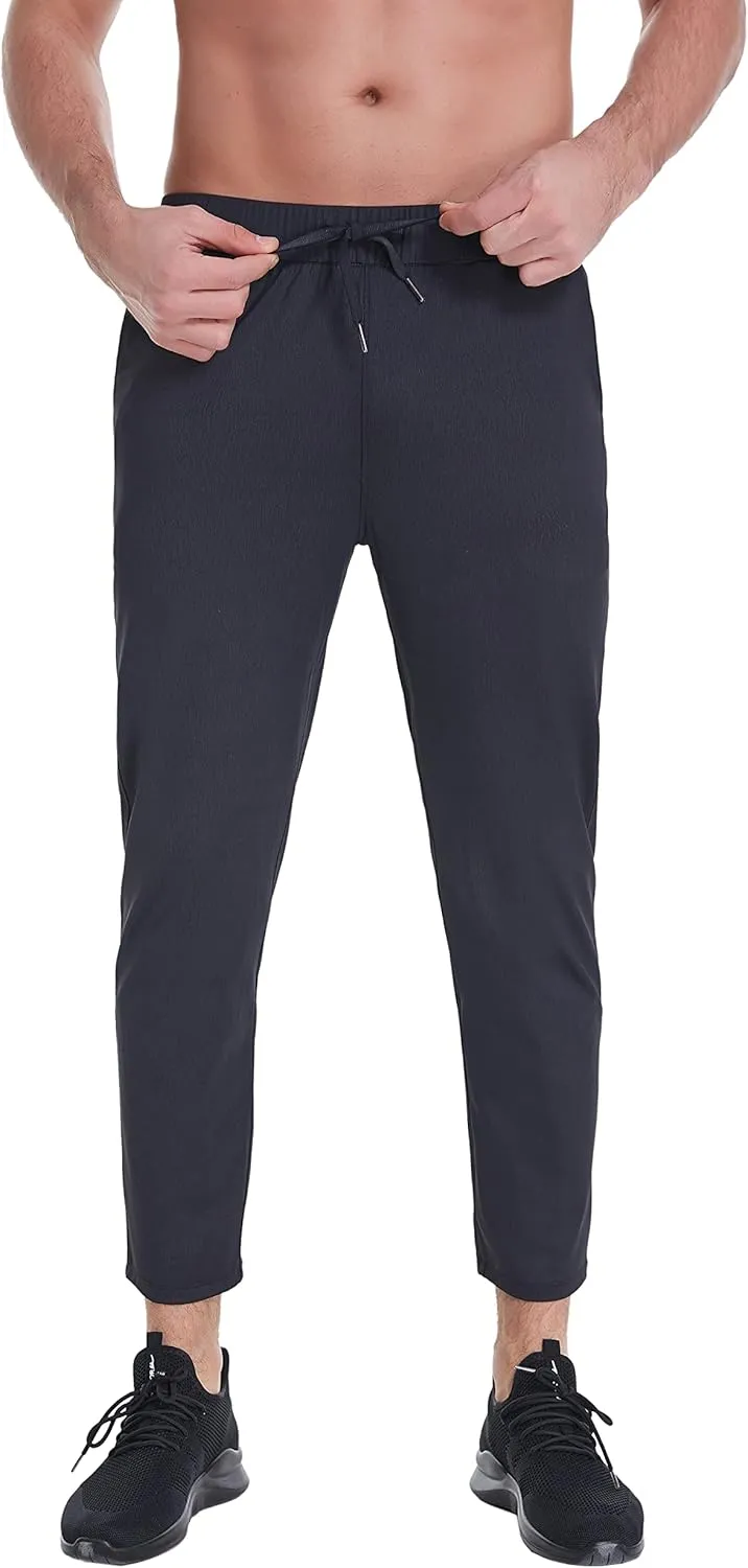 Mens Stretch Travel Pants 27" Inseam Quick Dry Light Weight Sweatpants Workout Casual Joggers with Pockets