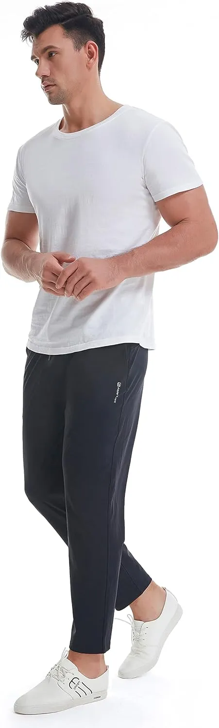 Mens Stretch Travel Pants 27" Inseam Quick Dry Light Weight Sweatpants Workout Casual Joggers with Pockets