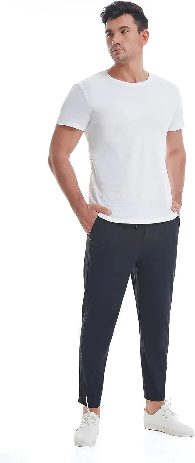 Mens Stretch Travel Pants 27" Inseam Quick Dry Light Weight Sweatpants Workout Casual Joggers with Pockets