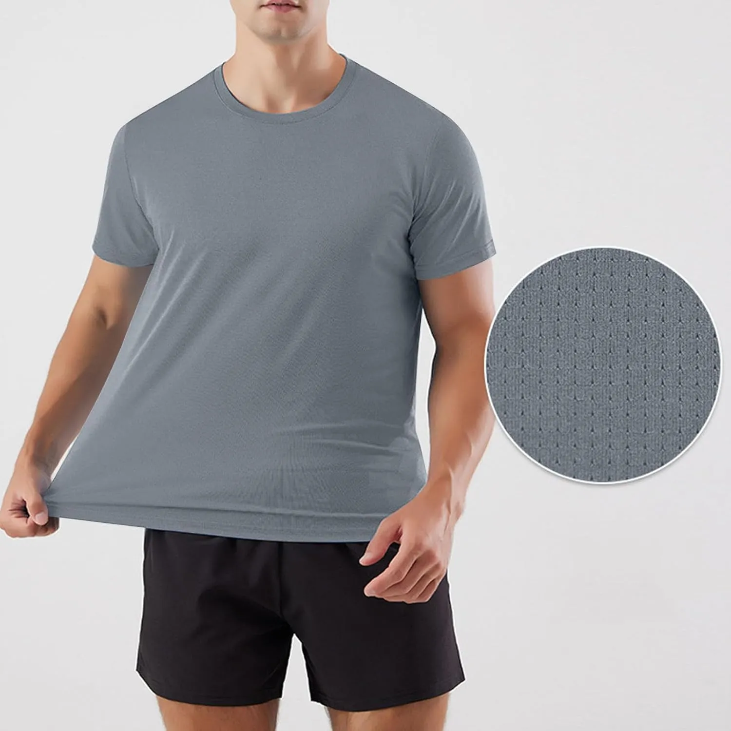 Mens Workout Shirt Loose Fit Quick Dry Moisture Wicking Short Sleeve Athletic T-Shirts Casual Lightweight Gym Tee Top