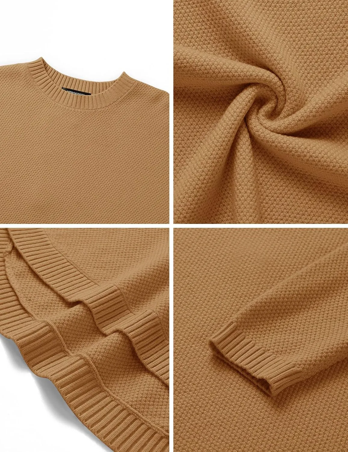 MEROKEETY Women's 2025 Fall Long Sleeve Oversized Crew Neck Solid Color Knit Pullover Sweater Tops