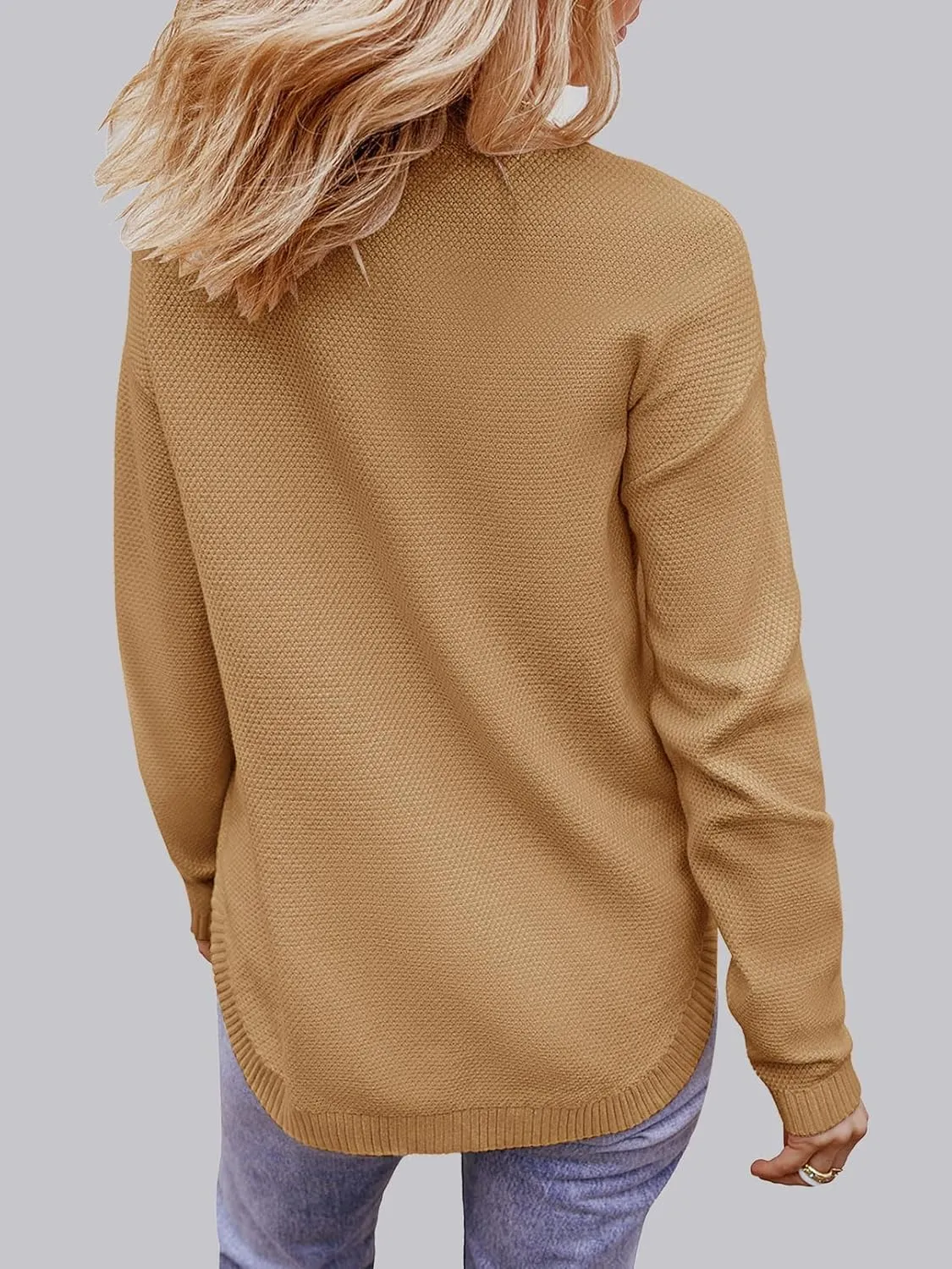 MEROKEETY Women's 2025 Fall Long Sleeve Oversized Crew Neck Solid Color Knit Pullover Sweater Tops