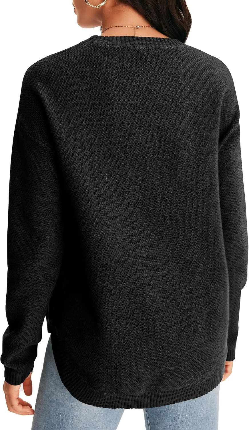 MEROKEETY Women's 2025 Fall Long Sleeve Oversized Crew Neck Solid Color Knit Pullover Sweater Tops