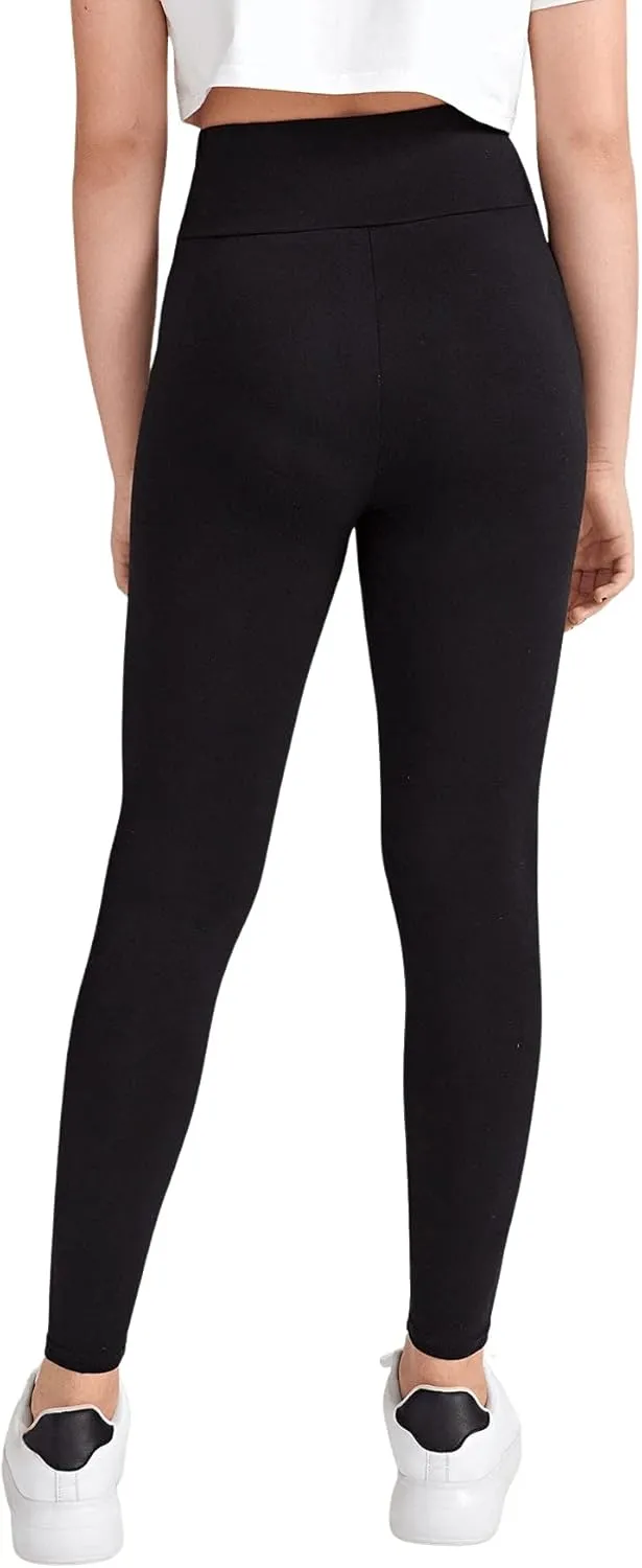 Milumia Girl's Wideband Waist Leggings High Waisted Tights Workout Yoga Pants