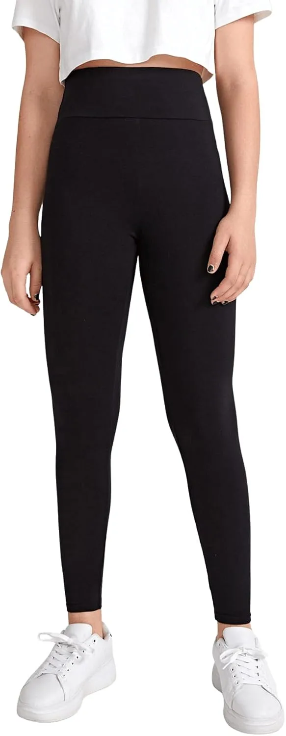 Milumia Girl's Wideband Waist Leggings High Waisted Tights Workout Yoga Pants