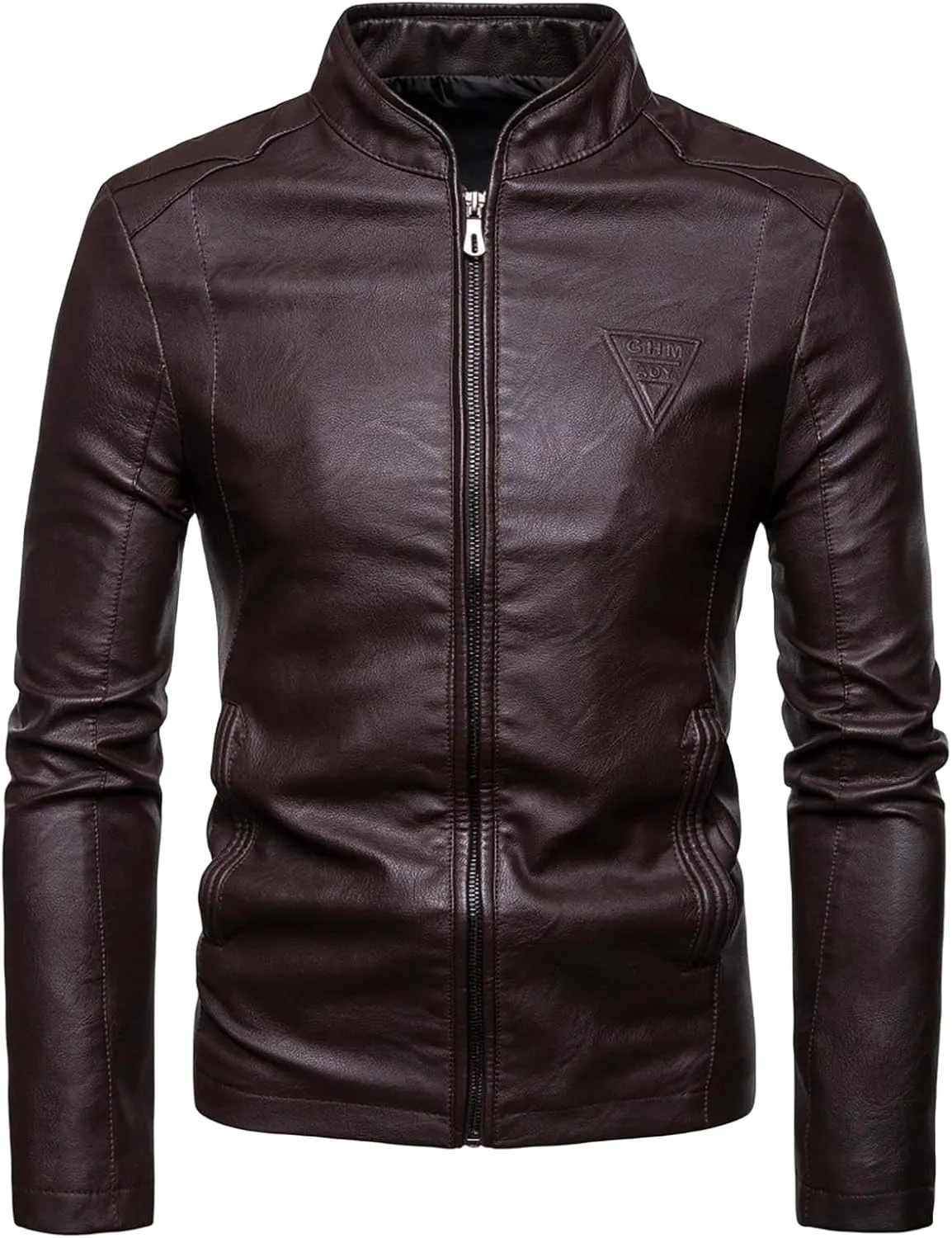 Motorcycle Jacket Men Faux Leather Slim Fit Jackets Lightweight Zipper Windproof Coats Fall Top Outfits with Pockets