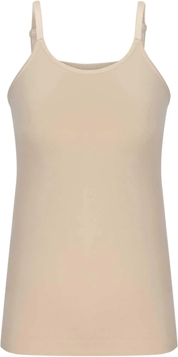 NATHGAM Plus Size Camisole Women Seamless Tummy Control Long Undershirts Slimming Adjustable Spaghetti Strap Tunic Tank Tops