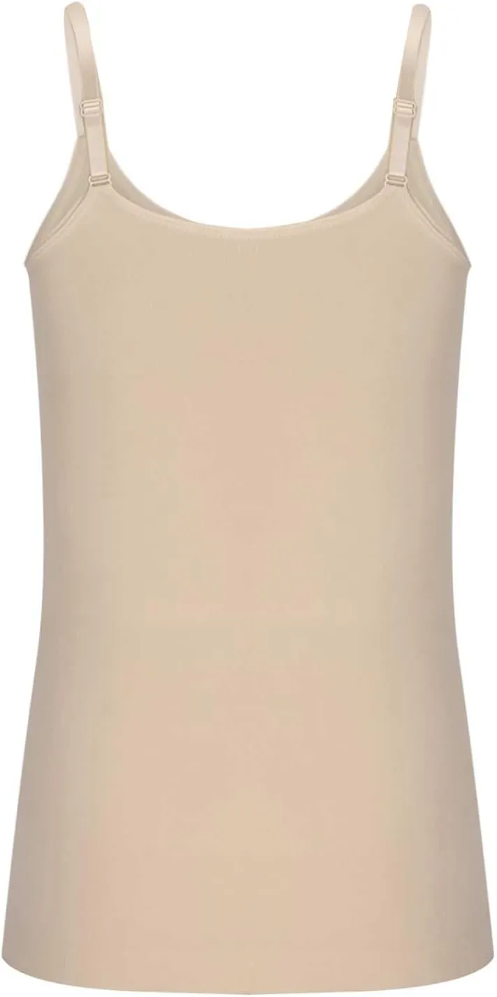 NATHGAM Plus Size Camisole Women Seamless Tummy Control Long Undershirts Slimming Adjustable Spaghetti Strap Tunic Tank Tops