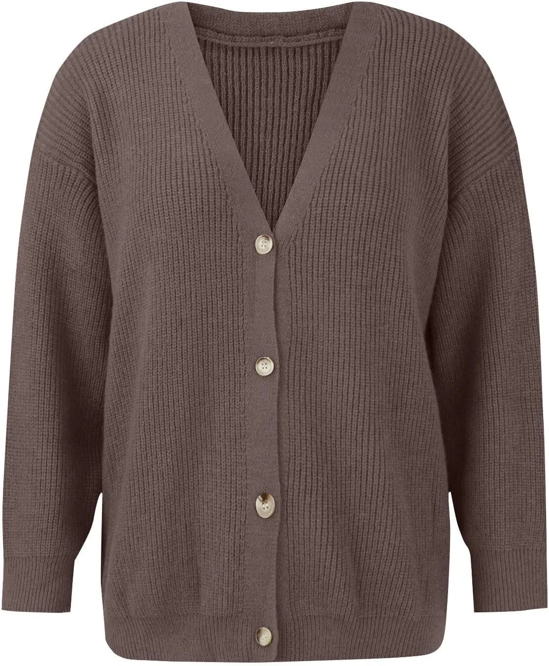 NBXNZWF Women's Long Sleeve Cardigan Striped Open Front Button Down V Neck Knit Outerwear Loose Winter Chunky Sweaters