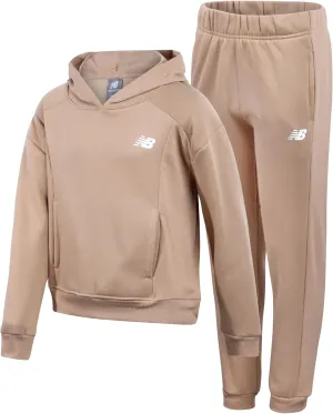 New Balance Girls' Sweatsuit - 2 Piece Active Fleece Sweatshirt and Sweatpants - Performance Jogger Pants Set for Girls, 7-12