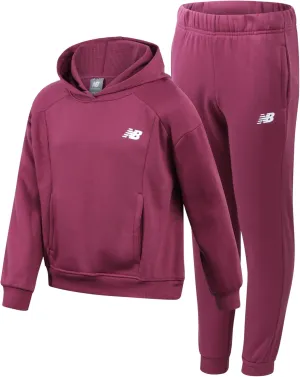 New Balance Girls' Sweatsuit - 2 Piece Active Fleece Sweatshirt and Sweatpants - Performance Jogger Pants Set for Girls, 7-12