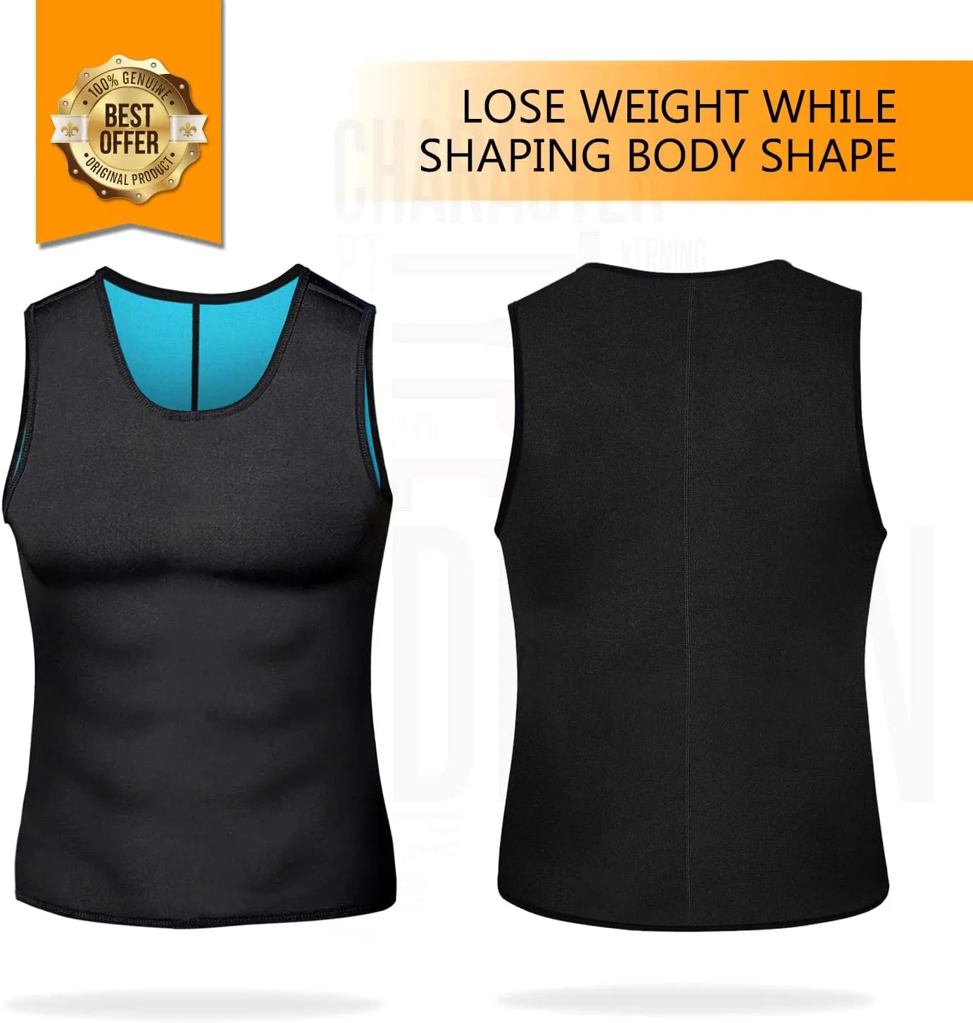 NonEcho Men Neoprene Waist Trainer Sauna Vest Gym Hot Sweat Tank Top Workout Shirt Shapewear Body Shaper No Zipper