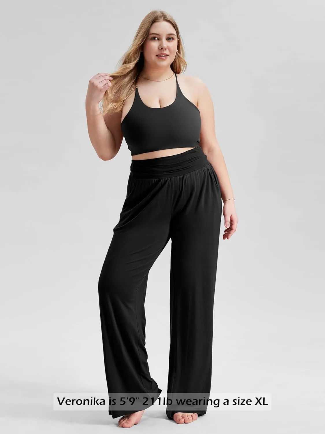 ODODOS Women's Wide Leg Palazzo Lounge Pants with Pockets Light Weight Loose Comfy Casual Pajama Pants-26/28/30"/32" Inseam