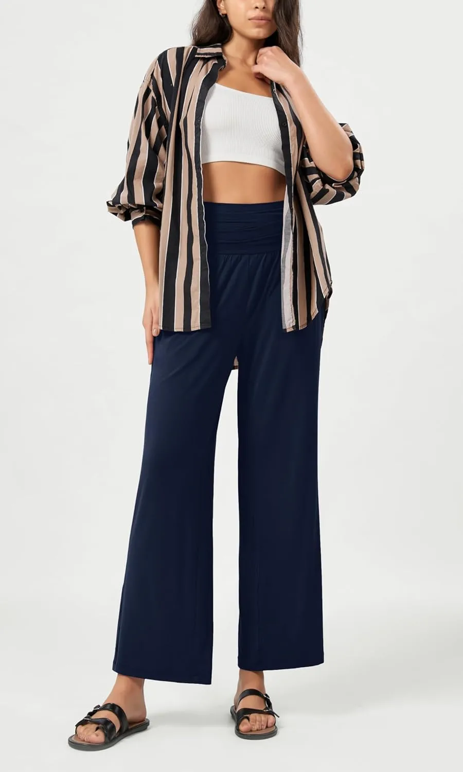 ODODOS Women's Wide Leg Palazzo Lounge Pants with Pockets Light Weight Loose Comfy Casual Pajama Pants-26/28/30"/32" Inseam