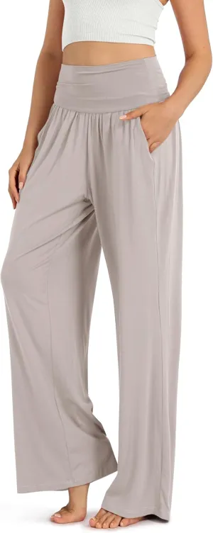 ODODOS Women's Wide Leg Palazzo Lounge Pants with Pockets Light Weight Loose Comfy Casual Pajama Pants-26/28/30"/32" Inseam