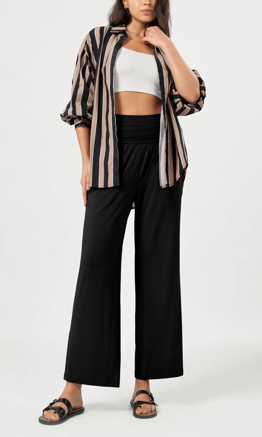 ODODOS Women's Wide Leg Palazzo Lounge Pants with Pockets Light Weight Loose Comfy Casual Pajama Pants-26/28/30"/32" Inseam