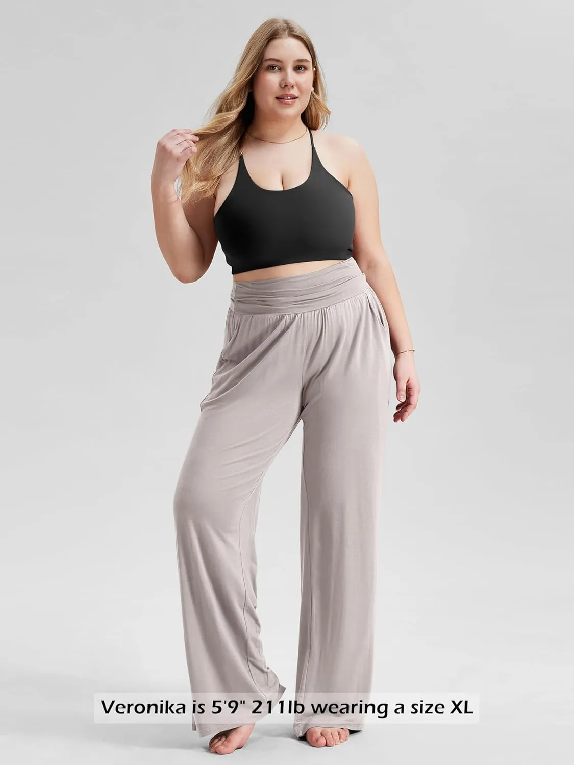 ODODOS Women's Wide Leg Palazzo Lounge Pants with Pockets Light Weight Loose Comfy Casual Pajama Pants-26/28/30"/32" Inseam