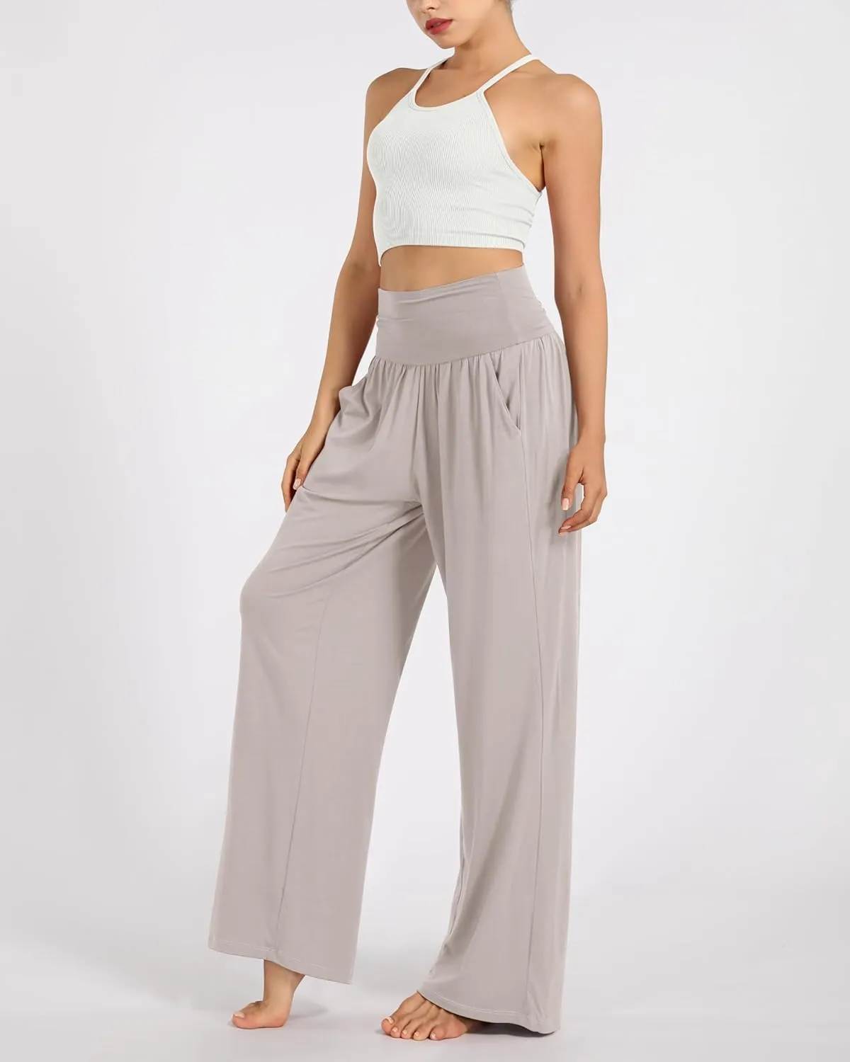 ODODOS Women's Wide Leg Palazzo Lounge Pants with Pockets Light Weight Loose Comfy Casual Pajama Pants-26/28/30"/32" Inseam