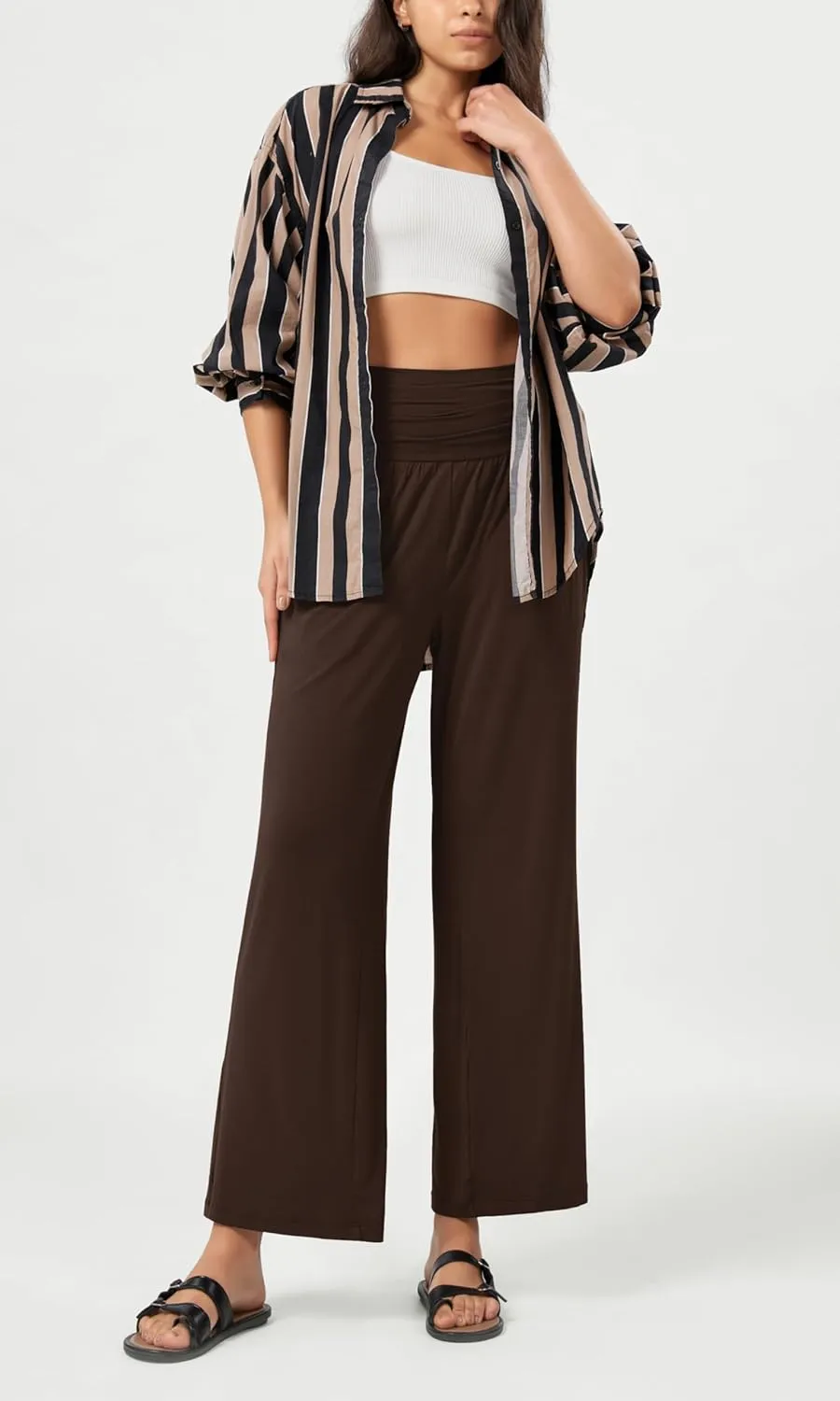 ODODOS Women's Wide Leg Palazzo Lounge Pants with Pockets Light Weight Loose Comfy Casual Pajama Pants-26/28/30"/32" Inseam