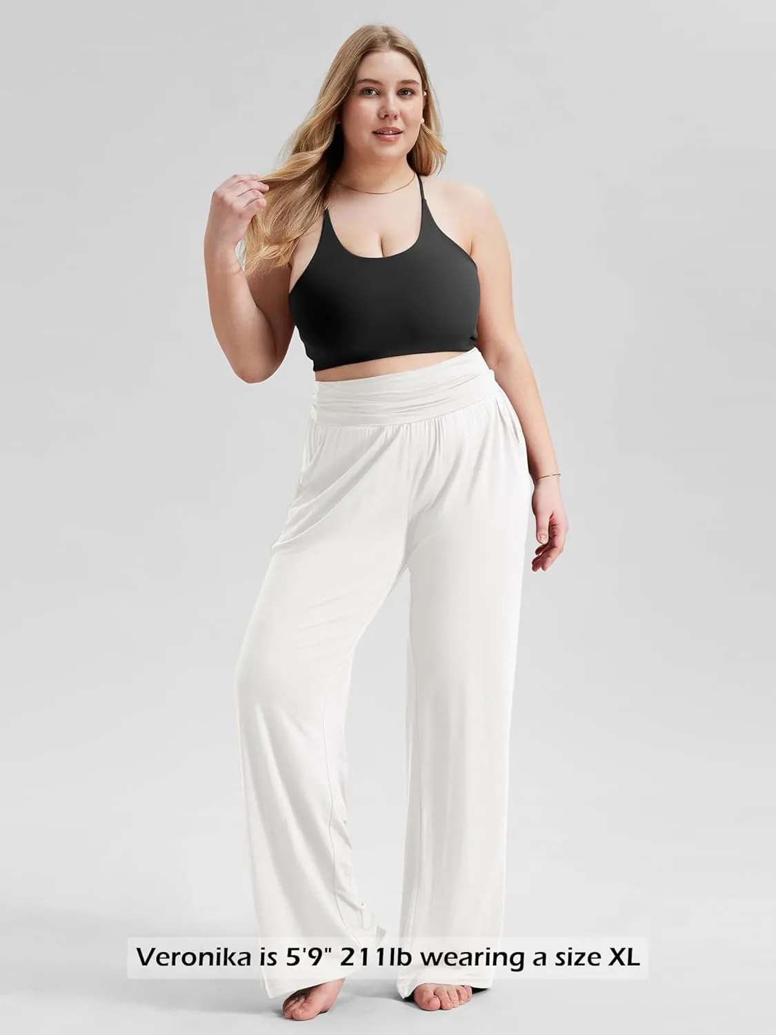 ODODOS Women's Wide Leg Palazzo Lounge Pants with Pockets Light Weight Loose Comfy Casual Pajama Pants-26/28/30"/32" Inseam