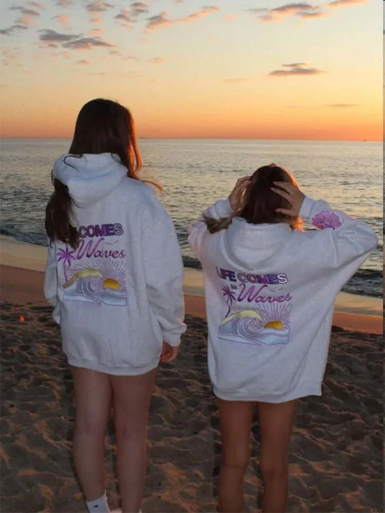 Oversized Graphic Hoodies for Teen Girl Women Cute Y2k Letter Flower Pullover Tops Aesthetic Preppy Sweatshirts