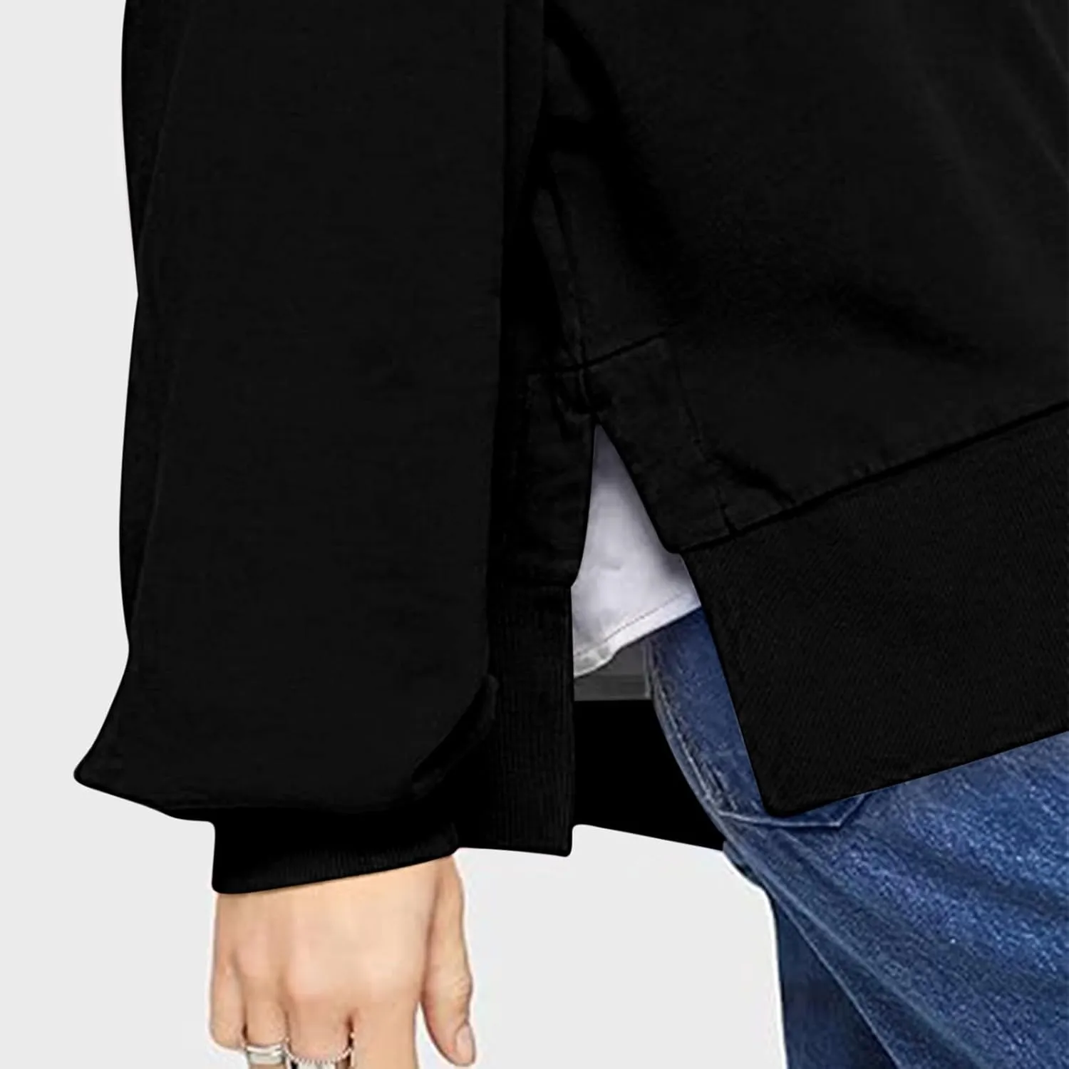 Oversized Hoodies for Women Split Side Hem Hooded Neck Sweatshirts Casual Long Sleeve Drop Shoulder Pullover Tops