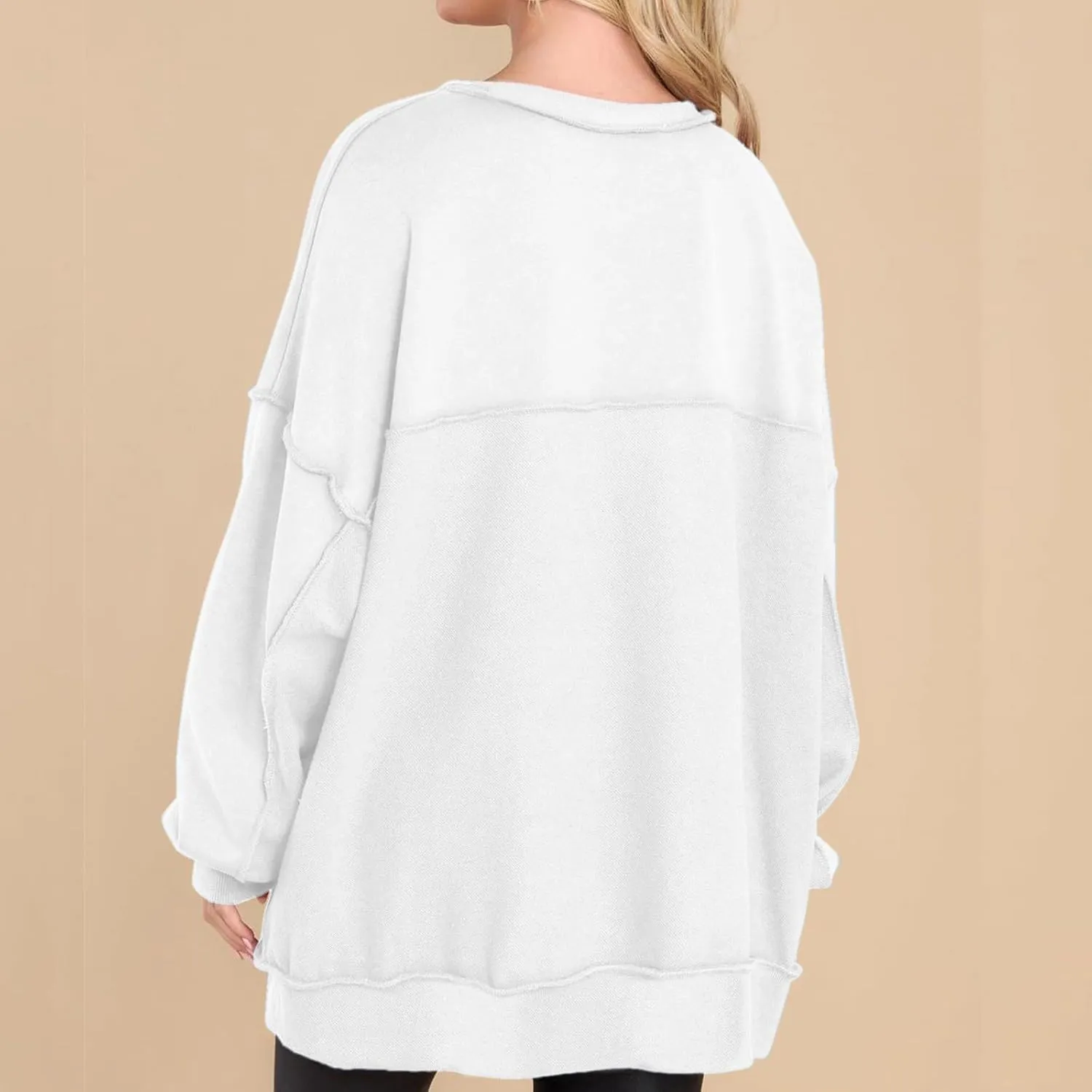 Oversized Women Sweatshirt Button Collared Casual Hoodies Soild Lightweight Pullover Tops Fall Fashion Clothes