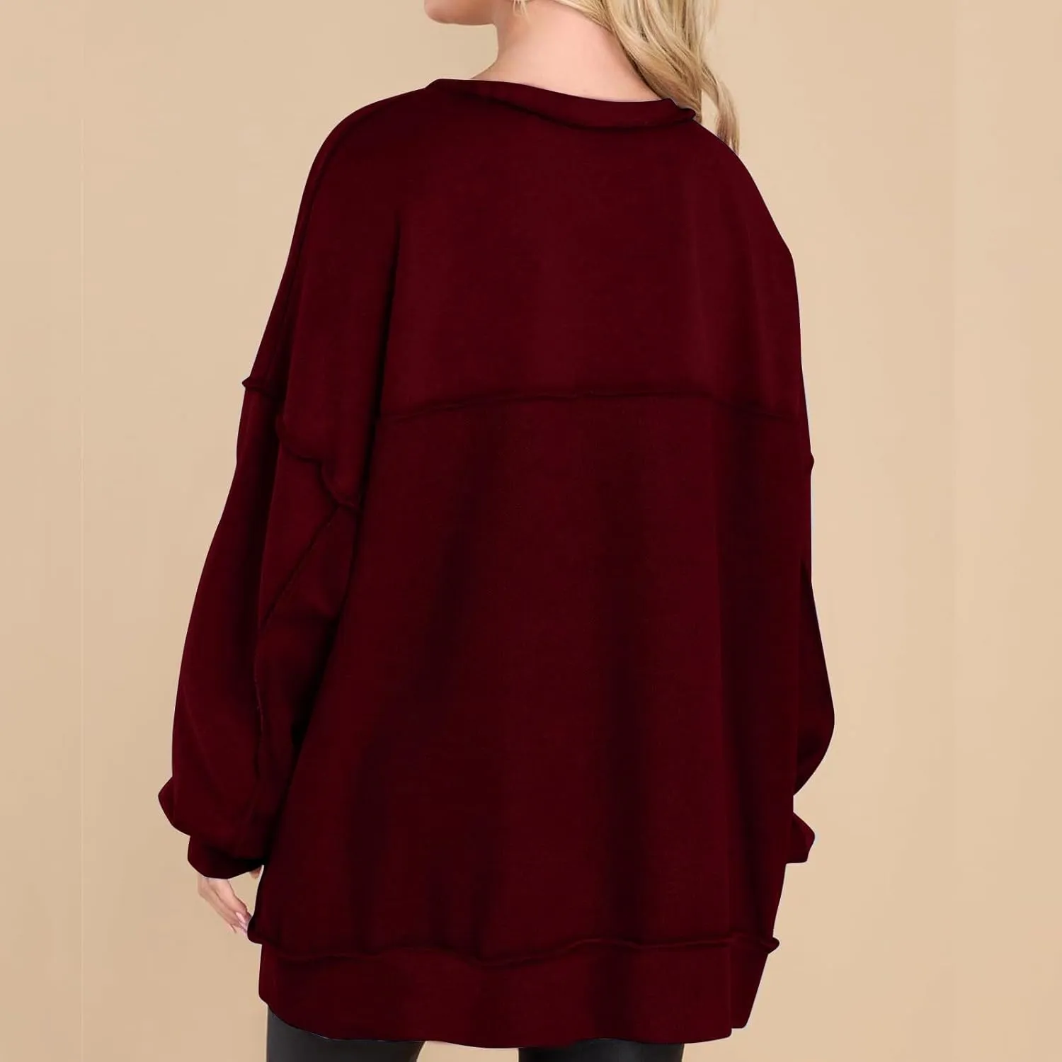 Oversized Women Sweatshirt Button Collared Casual Hoodies Soild Lightweight Pullover Tops Fall Fashion Clothes